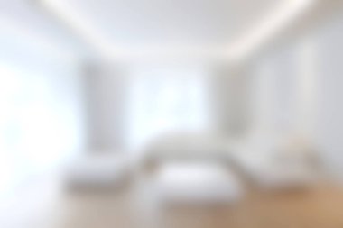 Minimalist dekor ve bol doğal ışık içeren, rahatlama ve şık yaşam için ideal, parlak ve havadar bir modern oturma odası. Tasarım için mükemmel..