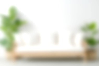 Minimalist ve parlak bir oturma odası. Yastıklarla süslenmiş, yemyeşil bir kanepe. Huzurlu bir atmosferi çağrıştırıyor..