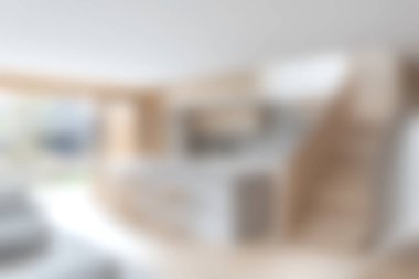 Ilık ahşap aksanlar ve parlak doğal ışıkla, davetkar ve rahatlatıcı bir atmosfer yaratan, güzel tasarlanmış bir modern minimalist ev iç mimarisi..