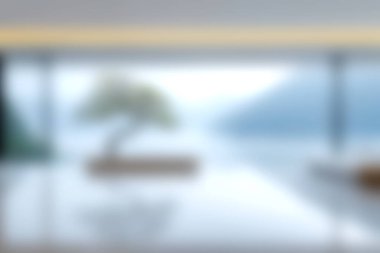 Bu sakin kapalı alan minimalist tasarım elementlerini içeriyor. Doğaya nefes kesici bir bakış açısıyla, rahatlama ve rahatlama için mükemmel sakin bir atmosfer yaratıyor..