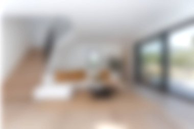 Parlak ve açık oturma odası zarif mobilyaları ve doğal ışığı olan modern minimalist tasarımı sergiliyor. Rahatlama ve sanatsal ifade için ideal alan.