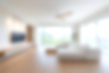 Geniş doğal ışık, zarif mobilyalar ve sakin bir atmosferi olan minimalist tasarımı olan modern bir oturma odası. Rahatlamak için mükemmel..