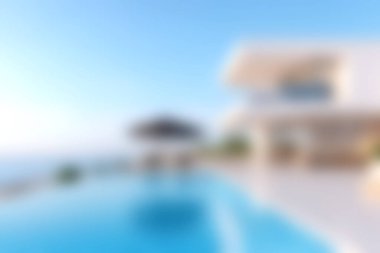 Nefes kesen güneşli bir günde nefes kesici okyanus manzaralı nefis bir sonsuz havuzu olan, rahatlamak ve kaçmak için mükemmel bir modern villa keşfedin..