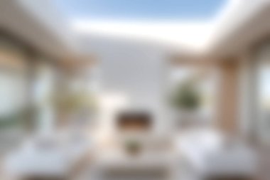 Geniş pencereleri, doğal ışığı ve rahat koltukları olan çağdaş minimalist bir oturma odası. Rahatlama ve sosyal toplantılar için mükemmel..