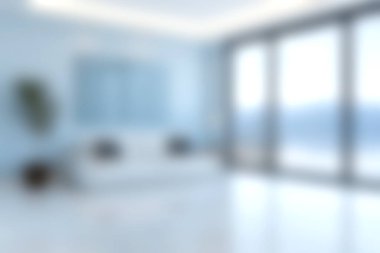 Büyük pencereleri ve minimalist mobilyaları olan parlak ve havadar bir modern oturma odası keşfedin. Bu davet alanı rahatlama ve yaşam tarzı estetiği için ideal sükunet ve konfor sunar..