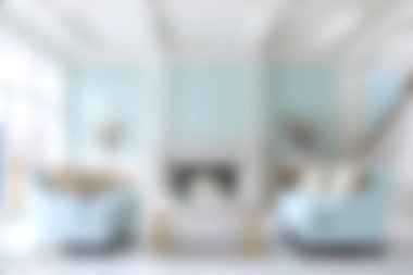 Yumuşak mavi aksanları ve rahat mobilyaları olan parlak ve havadar bir oturma odası. Bu davet alanı rahatlama ve rahatlama için mükemmeldir. Modern iç tasarım trendleri konfor odaklıdır..