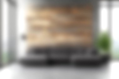 Doğal ahşap bir duvar, şık bir kanepe ve parlak bir ambiyansı olan modern bir oturma odası tasarımı. Mekan, minimalist dekor ve yeşillikle rahatlamaya davetiye çıkarıyor..