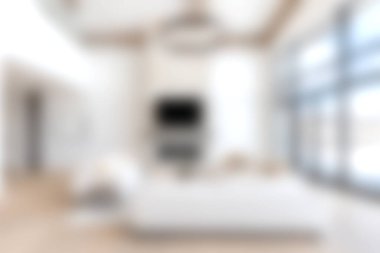 Parlak ve modern bir oturma odasında geniş pencereler, doğal ışıkla kaplanmış, şık ve rahat mobilyalar sergileniyor..