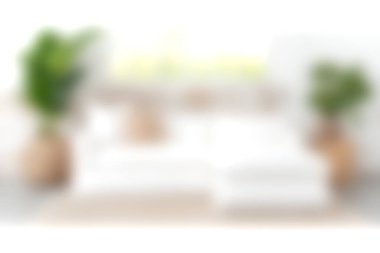 Rahat mobilyaları, yemyeşil bitkileri ve bol doğal ışığı olan modern tasarım elementlerinin sergilendiği sakin bir oturma odası rahatlama için mükemmel bir ortam yaratıyor..