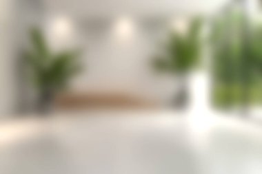 Parlak ve modern bir iç mekanda saksı bitkileri ve doğal ışık bulunur. Huzurlu ortam uzayda tazeliği ve sükuneti teşvik eder..