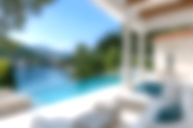 Bereketli yeşilliklerle çevrili güzel bir göle bakan modern bir terastan huzurlu manzaralar. Rahatlamak ve rahatlamak için mükemmel bir yer. Kaçış için ideal..