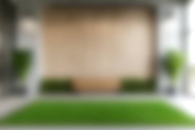 Modern minimalizmi bu zarif iç mekanla kucaklayın. Canlı yeşil çimenler, basit bir duvar ve yemyeşil bitkiler, rahatlamak için mükemmel..