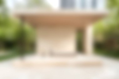 Sakin bir şehir bahçesinde şık bir pavyonu olan, hareketli bir şehirde rahatlamak ve rahatlamak için mükemmel olan modern bir minimalist açık alan keşfedin..