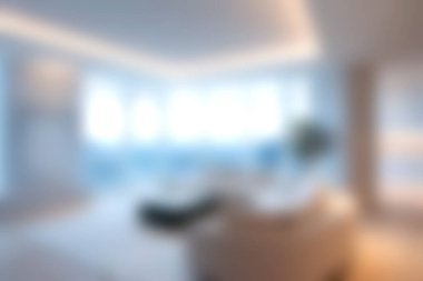 Yumuşak ışıklandırma ve geniş pencereli şık bir oturma odası modern ve davetkar bir alan yaratır. Tasarım rahatlığı zarafetle dengeler, rahatlamak için mükemmeldir..