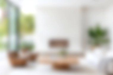 Doğal ışık, minimalist mobilyalar ve davetkar ve rahatlatıcı bir atmosfer yaratan hoş dekorların bulunduğu şık bir oturma odası..