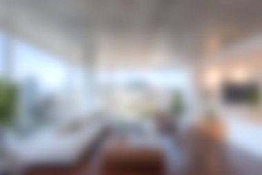 Modern dekorun, büyük pencerelerin ve çarpıcı şehir manzarasının olduğu parlak ve davetkar bir oturma odası. Tasarım rahatlığı ve tarzı vurgular..