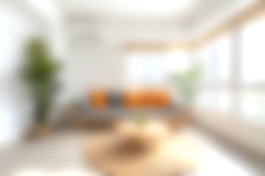 Doğal ışıkla yıkanmış rahat bir kanepenin olduğu parlak ve modern bir oturma odası. Çağdaş tasarım, rahatlama için mükemmel zarif dekorlar ve sıcak renkleri vurgular..