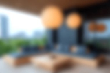 Bu modern açık hava yaşam alanı rahat mobilyalar ve zarif yumuşak ışıklandırma içerir, yeşil alanlarla çevrili bir şehir ortamında rahatlamak için mükemmeldir..