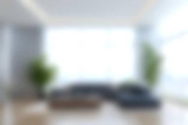 Doğal ışık ve rahat mobilyalar ve zarif dekorlarla dolu şık bir modern oturma odası. Çağdaş iç tasarımı göstermek için ideal.