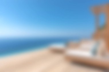 Rahat şezlonglarla süslenmiş lüks bir terastan çarpıcı bir okyanus manzarası olan saf rahatlama deneyimi. Yaz kaçışları için mükemmel.!