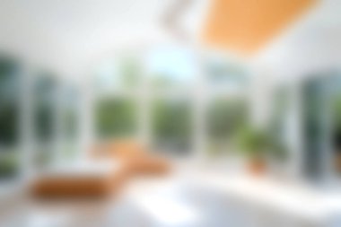 Geniş pencereleri, yumuşak renkleri ve minimalist tasarımı olan parlak ve havadar modern bir oturma odası. Bu alan sükuneti ve konforu doğal ışıkla davet eder..