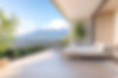 Bu sakin balkonda modern mobilyalar ve nefes kesici bir manzara var. Rahatlamak ve doğanın tadını çıkarmak için ideal. Yumuşak ışık, sakin atmosferi güçlendirir..