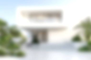 Şatafatlı bir ev tasarımı içeren çarpıcı modern mimari. Etrafı yemyeşil, temiz çizgiler ve kentsel bir ortamda sakin bir atmosfer sergiliyor..