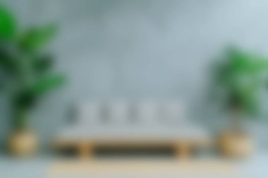 Modern gri bir kanepe, dekoratif yastıklar ve rahatlama için mükemmel bir ortam yaratan yemyeşil bitkiler içeren sakin ve davetkar bir oturma odası keşfedin..