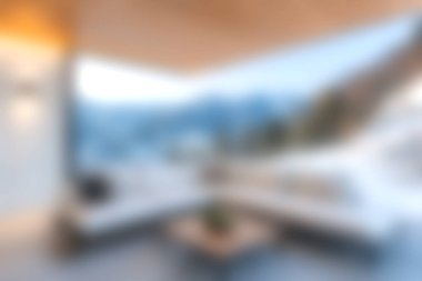 Bu modern kapalı salon, modern mobilyalarla tamamlanmış panoramik dağ görüntülerini içeriyor. Huzurlu ve davetkar bir atmosfer yaratıyor. Rahatlamak için mükemmel..