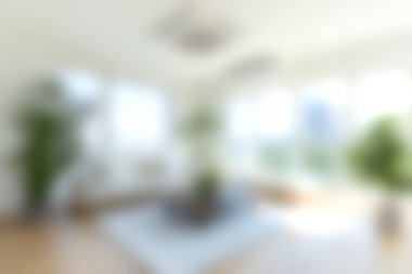 Geniş pencereli, bol doğal ışık sağlayan modern bir oturma odası. Mekan, şık iç mekan bitkileriyle zenginleştiriliyor, rahatlatıcı ve davetkar bir atmosfer yaratıyor..