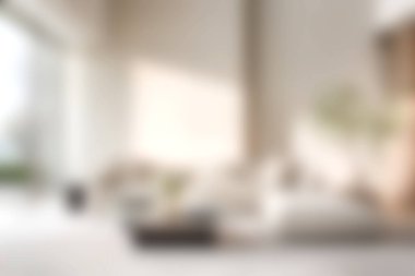 Yumuşak dokuları ve doğal ışıkla yıkanmış minimalist dekoru olan sakin bir oturma odası. İç tasarım ilhamı ve çağdaş estetik için ideal..