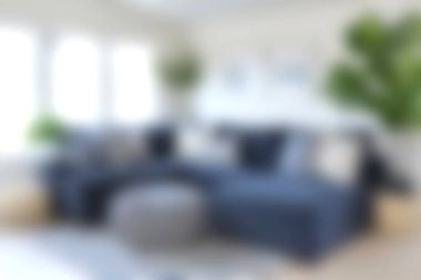 Modern bir kanepe, yumuşak yastıklar ve yemyeşil bitkilerle dolu parlak ve davetkar bir oturma odası. Rahatlamak ve samimi toplantılar için mükemmel..