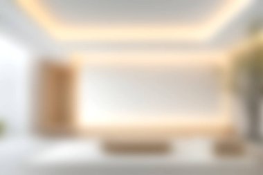 Modern bir minimalist iç mekan hafif ışıklandırma ve temiz çizgiler ev dekorunda rahatlama ve estetik cazibe için mükemmel sakin bir atmosfer yaratır..