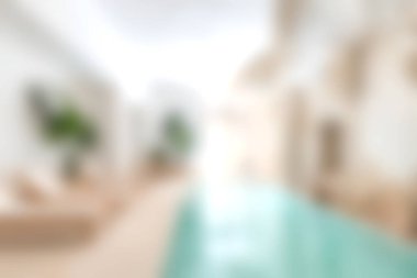 Minimalist bir yaklaşımla tasarlanmış sakin bir yüzme havuzu, bol miktarda doğal ışık ve rahatlatıcı bir atmosfer, rahatlama ve refah için mükemmel..