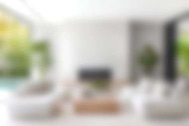 Güzel tasarlanmış modern bir oturma odası. Parlak doğal ışık ve zevkli mobilyalar sergiliyor. Her evde sakin ve davetkar bir atmosfer yaratmak için mükemmel..