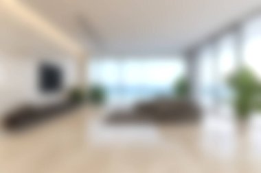 Bu modern minimalist oturma odasında çarpıcı manzaralar sunan, doğal ışığı ve rahat bir atmosferi destekleyen büyük pencereler var. Şık bir yaşam için ideal..