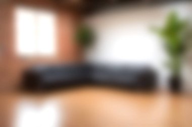 Bu resim, büyük yeşil bitkilerle dolu güzel aydınlatılmış bir oturma odasında modern siyah bir kanepeyi gösteriyor. Sıcak atmosfer rahatlamaya ve stile davetiye çıkarır..