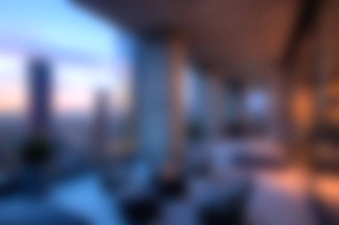 Günbatımında çarpıcı bir şehir silueti olan modern bir balkonun yer aldığı sakin bir akşam sahnesi. Yumuşak ışıklandırma atmosferi geliştirir, rahatlamak için mükemmeldir..