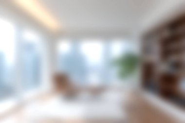 Modern mobilyaların, büyük pencerelerin ve minimal dekorun yer aldığı parlak ve davetkar bir oturma odası rahatlama ve ilham için mükemmel bir ortam yaratıyor..