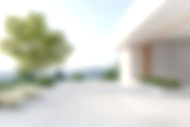 Discover a serene and modern villa terrace featuring breathtaking views of lush landscapes and clear skies. Perfect for relaxation and leisure activities.