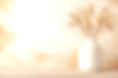 Kurumuş çiçekleri tutan, hafif bir arkaplana dayanan, ev dekorasyonu fikirleri ve ilham için sakin bir atmosfer yaratan, yumuşak odaklı bir vazo..