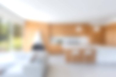 Parlak ve davetkar oturma odası, ahşap aksanlı ve bol doğal ışıkla modern tasarım içeriyor. Konforlu toplanma ve rahatlama için ideal..