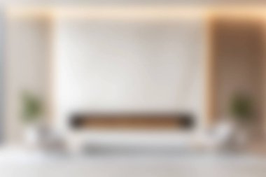 Zarif bir kanepe, minimalist tasarım ve nötr renk düzeniyle modern bir oturma odası. Rahatlama ve modern dekorasyon için mükemmel..