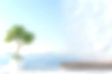 Sakin bir manzara, sakin suya yansıyan berrak bir gökyüzüne karşı izole edilmiş bir ağacı gösteriyor. Bu huzurlu ortam huzur ve kaçışı çağrıştırıyor..