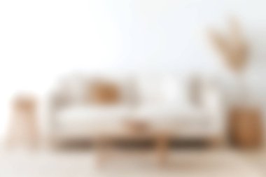 Modern bir kanepe, doğal bir dekor ve dinlenmek için davetkar bir ortam yaratan yumuşak bir ortam içeren rahat, minimalist bir oturma odası keşfedin..