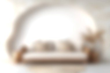 Rahat bir kanepe ve minimalist dekor unsurları olan parlak ve havadar bir oturma odası, rahatlamak için mükemmel. Yumuşak renkler ve dokular konforu ve tarzı davet eder.