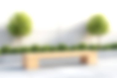 Bu resim, canlı yeşillik ve yumuşak doğal ışık ile çevrili, dingin rahatlama için mükemmel minimalist bir tasarımla modern bir açık hava tezgahını sergiliyor..