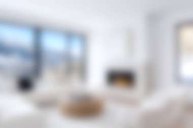 Minimalist dekorun, yumuşak dokuların ve zarif mobilyaların olduğu parlak ve rahat bir modern oturma odası. Doğal ışık boşluğu doldurur, dinlenmek için mükemmel sakin bir atmosfer yaratır..