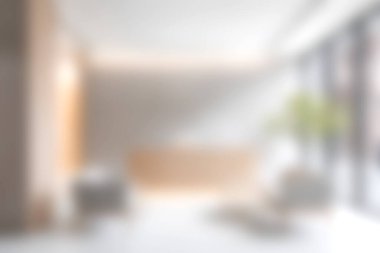 Doğal ışık, yeşillik ve zarif dekor içeren modern, minimalist bir kabul alanı, her çalışma alanında sıcak ve misafirperver bir ortam yaratmak için idealdir..