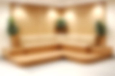 Huzurlu ve davetkar bir oturma odası. Hafif ışıklandırma ve sıcak ahşap aksanlı minimalist bir tasarım. Rahatlamak ve rahatlamak için mükemmel..